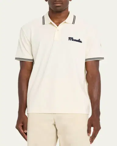 Moncler Men's Logo Script Short Sleeve Polo | Thumbnail 4