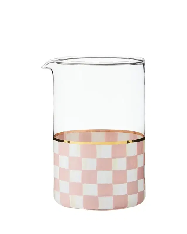 MacKenzie-Childs Rosy Check Mixing Glass