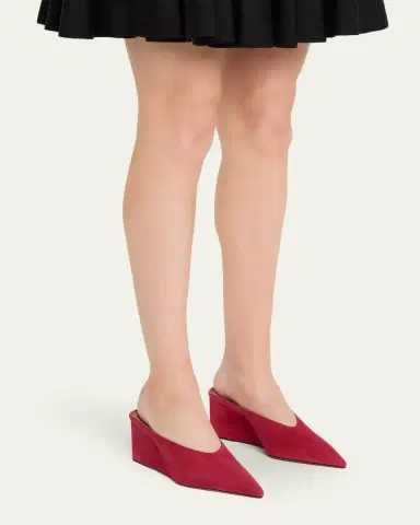 Alaïa 75mm Suede Wedge Mules | Thumbnail 2 Alaïa 75mm Suede Wedge Mules | Thumbnail 2