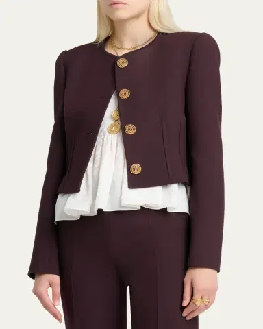 Chloé Wool Crepe SIngle-Breasted Jacket | Thumbnail 4 Chloé Wool Crepe SIngle-Breasted Jacket | Thumbnail 4