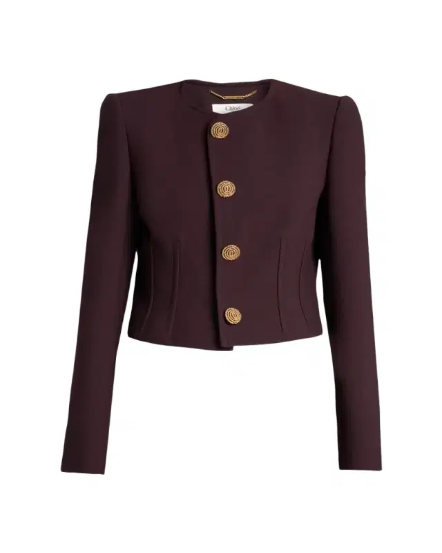 Wool Crepe SIngle-Breasted Jacket
