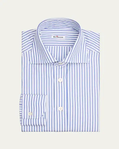 Kiton Men's Cotton Multi-Stripe Point Collar Dress Shirt | Thumbnail 2 Kiton Men's Cotton Multi-Stripe Point Collar Dress Shirt | Thumbnail 2