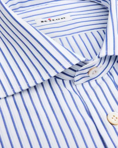 Kiton Men's Cotton Multi-Stripe Point Collar Dress Shirt | Thumbnail 3 Kiton Men's Cotton Multi-Stripe Point Collar Dress Shirt | Thumbnail 3