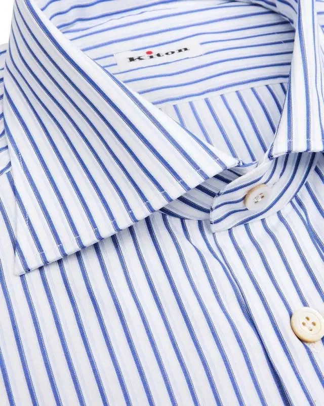 Men's Cotton Multi-Stripe Point Collar Dress Shirt