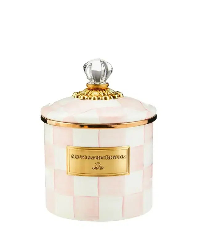 Rosy Check Enamel Canister, Small