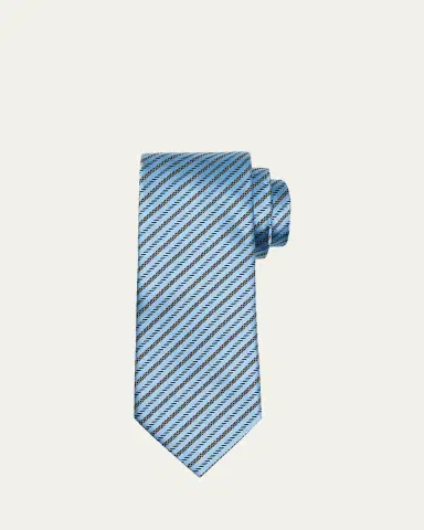 Zegna Men's Satin Micro-Stripe Silk Tie | Thumbnail 2
