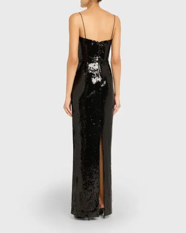 Rebecca Vallance Lyra Plunging Diamante Snake-Trim Sequin Gown | Thumbnail 2