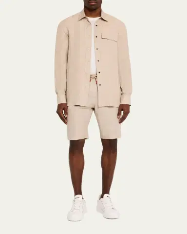 Kiton Men's Linen Snap-Front Overshirt | Thumbnail 3 Kiton Men's Linen Snap-Front Overshirt | Thumbnail 3