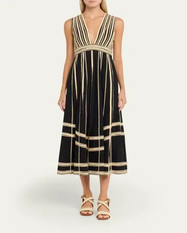 Ulla Johnson Palermo Deep-V Midi Dress | Thumbnail 2 Ulla Johnson Palermo Deep-V Midi Dress | Thumbnail 2