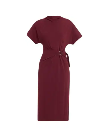 Brunello Cucinelli Drape Short-Sleeve Wool Jersey Midi Wrap Dress | Thumbnail 1