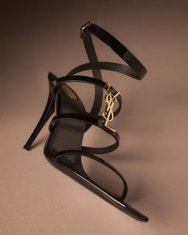 Saint Laurent Cassandra YSL Medallion Leather Stiletto Sandals | Thumbnail 4 Saint Laurent Cassandra YSL Medallion Leather Stiletto Sandals | Thumbnail 4
