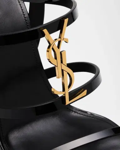 Saint Laurent Cassandra YSL Medallion Leather Stiletto Sandals | Thumbnail 5 Saint Laurent Cassandra YSL Medallion Leather Stiletto Sandals | Thumbnail 5