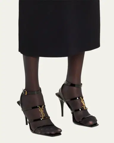 Saint Laurent Cassandra YSL Medallion Leather Stiletto Sandals | Thumbnail 8 Saint Laurent Cassandra YSL Medallion Leather Stiletto Sandals | Thumbnail 8