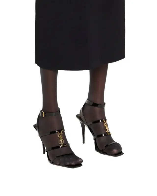 Cassandra YSL Medallion Leather Stiletto Sandals