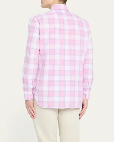 Kiton Men's Large Check Sport Shirt | Thumbnail 3