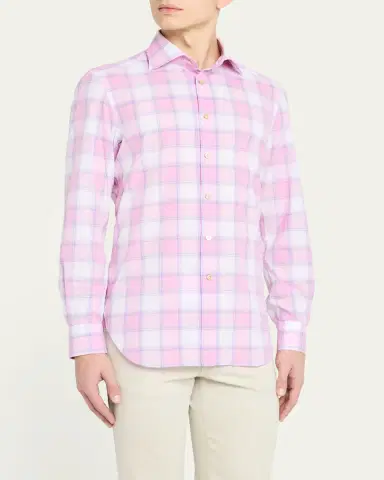 Kiton Men's Large Check Sport Shirt | Thumbnail 4