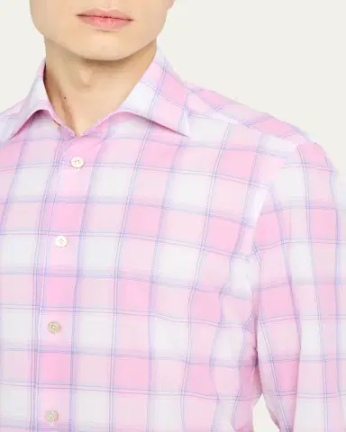 Kiton Men's Large Check Sport Shirt | Thumbnail 5