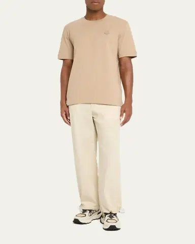 Moncler Men's Leather Logo Crewneck T-Shirt | Thumbnail 2