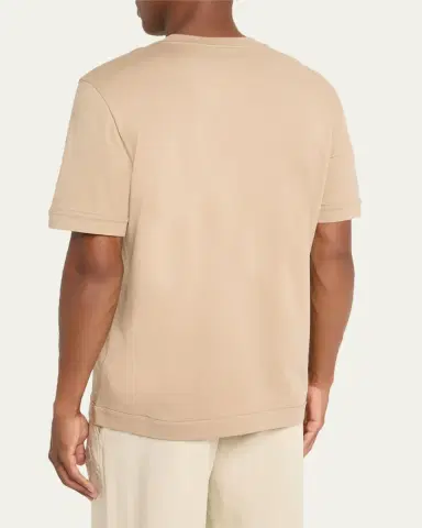 Moncler Men's Leather Logo Crewneck T-Shirt | Thumbnail 3