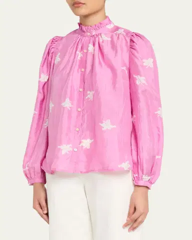 Alix of Bohemia Annabel Silk Jasmine Print Blouse | Thumbnail 4 Alix of Bohemia Annabel Silk Jasmine Print Blouse | Thumbnail 4