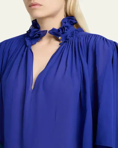 Chloé Ruffle Collar Organic Silk Georgette Crop Blouse | Thumbnail 5 Chloé Ruffle Collar Organic Silk Georgette Crop Blouse | Thumbnail 5