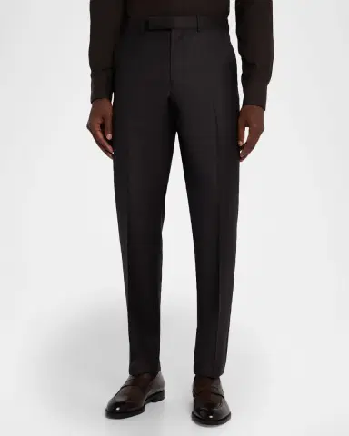 Zegna Men's Trofeo Wool Slim Flat-Front Trousers | Thumbnail 3 Zegna Men's Trofeo Wool Slim Flat-Front Trousers | Thumbnail 3
