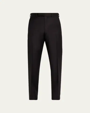 Zegna Men's Trofeo Wool Slim Flat-Front Trousers | Thumbnail 5 Zegna Men's Trofeo Wool Slim Flat-Front Trousers | Thumbnail 5