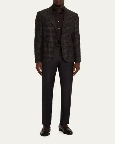 Zegna Men's Trofeo Wool Slim Flat-Front Trousers | Thumbnail 6 Zegna Men's Trofeo Wool Slim Flat-Front Trousers | Thumbnail 6