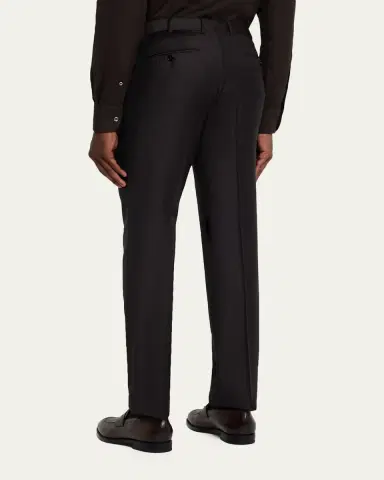 Zegna Men's Trofeo Wool Slim Flat-Front Trousers | Thumbnail 7 Zegna Men's Trofeo Wool Slim Flat-Front Trousers | Thumbnail 7