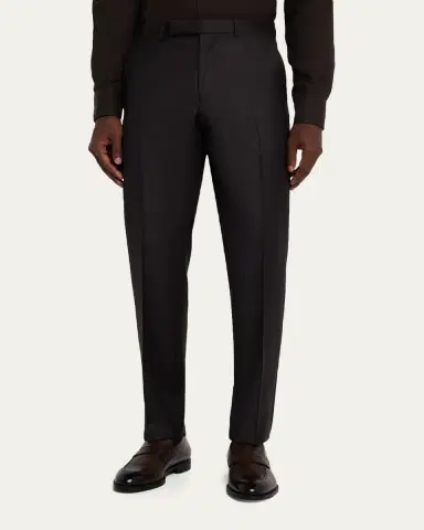 Zegna Men's Trofeo Wool Slim Flat-Front Trousers | Thumbnail 8 Zegna Men's Trofeo Wool Slim Flat-Front Trousers | Thumbnail 8