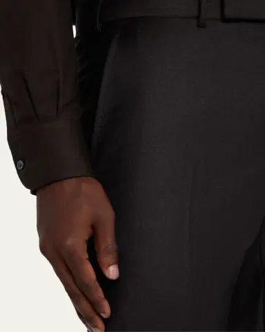 Zegna Men's Trofeo Wool Slim Flat-Front Trousers | Thumbnail 9 Zegna Men's Trofeo Wool Slim Flat-Front Trousers | Thumbnail 9