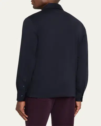 Brunello Cucinelli Men's Cotton Long-Sleeve Polo Shirt | Thumbnail 3