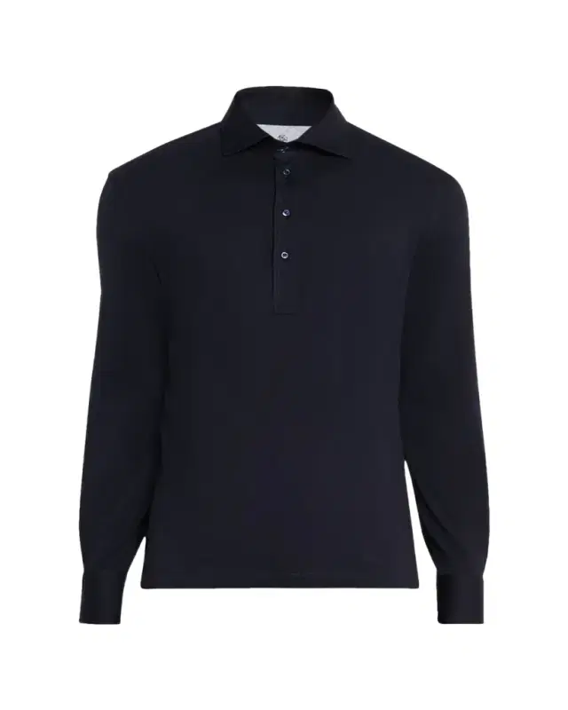 Brunello Cucinelli Men's Cotton Long-Sleeve Polo Shirt