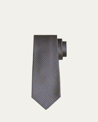 Kiton Men's Silk Woven Ovals Seven-Fold Tie | Thumbnail 2