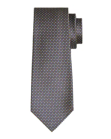 Kiton Men's Silk Woven Ovals Seven-Fold Tie | Thumbnail 1