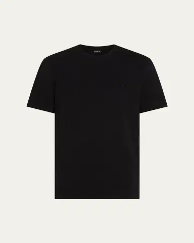 Zegna Men's Cotton Jersey Tonal Logo T-Shirt | Thumbnail 2 Zegna Men's Cotton Jersey Tonal Logo T-Shirt | Thumbnail 2