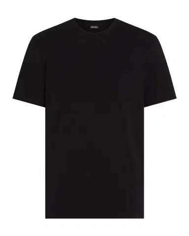 Zegna Men's Cotton Jersey Tonal Logo T-Shirt | Thumbnail 1 Zegna Men's Cotton Jersey Tonal Logo T-Shirt | Thumbnail 1