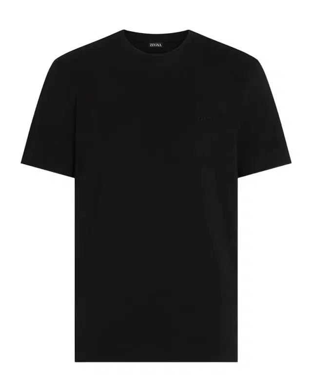 ZEGNA Men's Cotton Jersey Tonal Logo T-Shirt