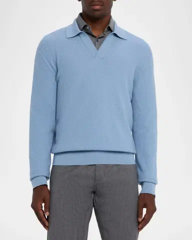 Zegna Men's Oasi Cashmere Johnny Collar Polo Sweater | Thumbnail 3