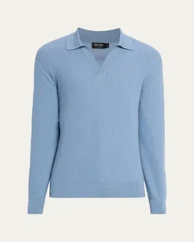 Zegna Men's Oasi Cashmere Johnny Collar Polo Sweater | Thumbnail 5