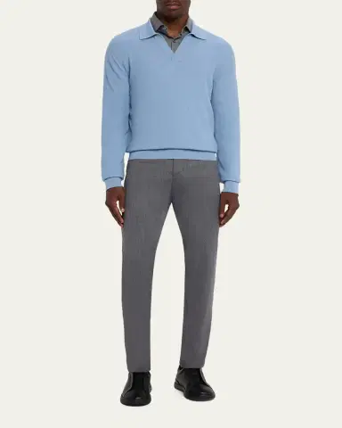 Zegna Men's Oasi Cashmere Johnny Collar Polo Sweater | Thumbnail 6