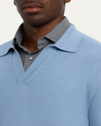 Zegna Men's Oasi Cashmere Johnny Collar Polo Sweater | Thumbnail 9