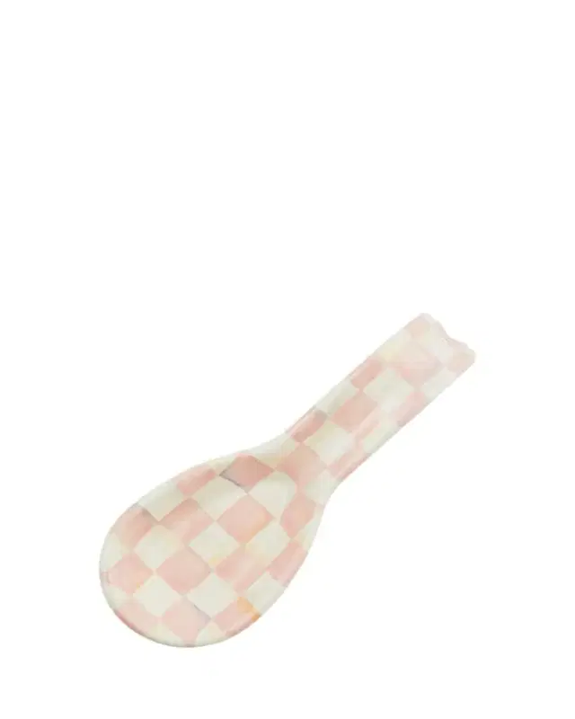 Rosy Check Enamel Spoon Rest