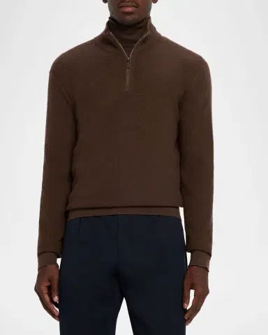 ZEGNA Men's Cashmere Waffle-Knit Quarter-Zip Sweater | Thumbnail 3 ZEGNA Men's Cashmere Waffle-Knit Quarter-Zip Sweater | Thumbnail 3