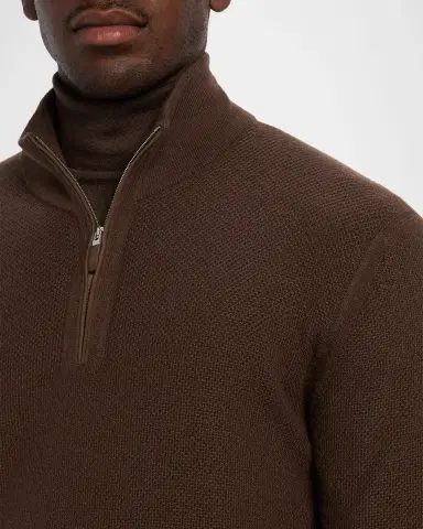 ZEGNA Men's Cashmere Waffle-Knit Quarter-Zip Sweater | Thumbnail 5 ZEGNA Men's Cashmere Waffle-Knit Quarter-Zip Sweater | Thumbnail 5