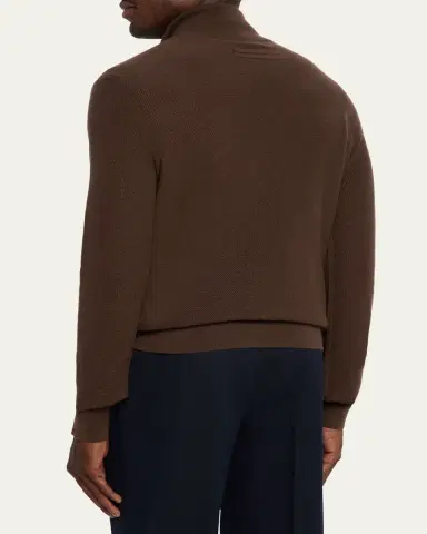 ZEGNA Men's Cashmere Waffle-Knit Quarter-Zip Sweater | Thumbnail 8 ZEGNA Men's Cashmere Waffle-Knit Quarter-Zip Sweater | Thumbnail 8