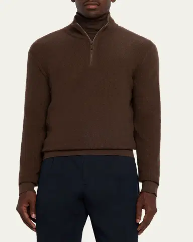 ZEGNA Men's Cashmere Waffle-Knit Quarter-Zip Sweater | Thumbnail 9 ZEGNA Men's Cashmere Waffle-Knit Quarter-Zip Sweater | Thumbnail 9
