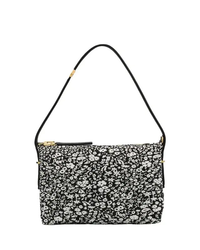 Bevel Beaded Floral Shoulder Bag