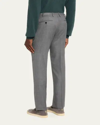 Kiton Men's Wool Twill Flat-Front Trousers | Thumbnail 7 Kiton Men's Wool Twill Flat-Front Trousers | Thumbnail 7