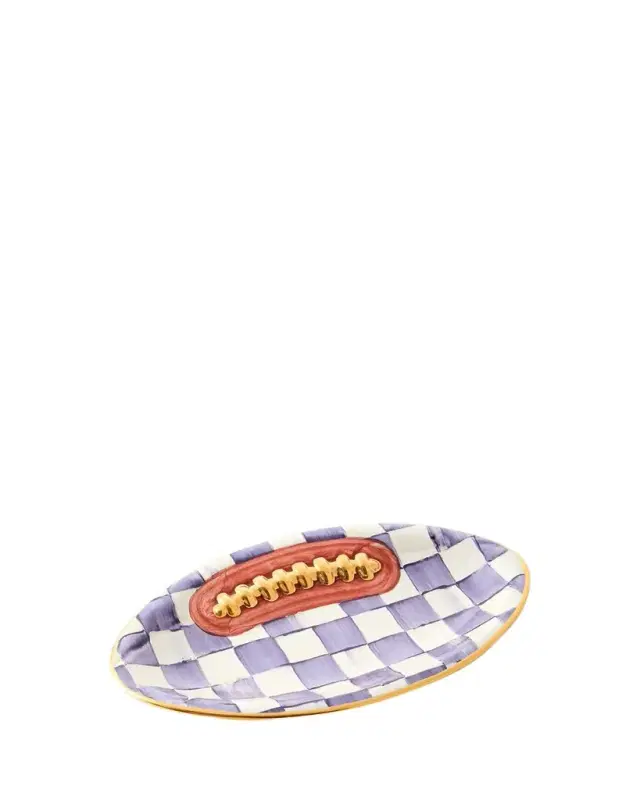 MacKenzie-Childs Violet Check Football Plate
